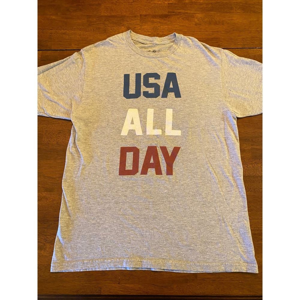 Tee Luv USA All Day America T Shirt Gray Short Sleeve World Cup Mens Large